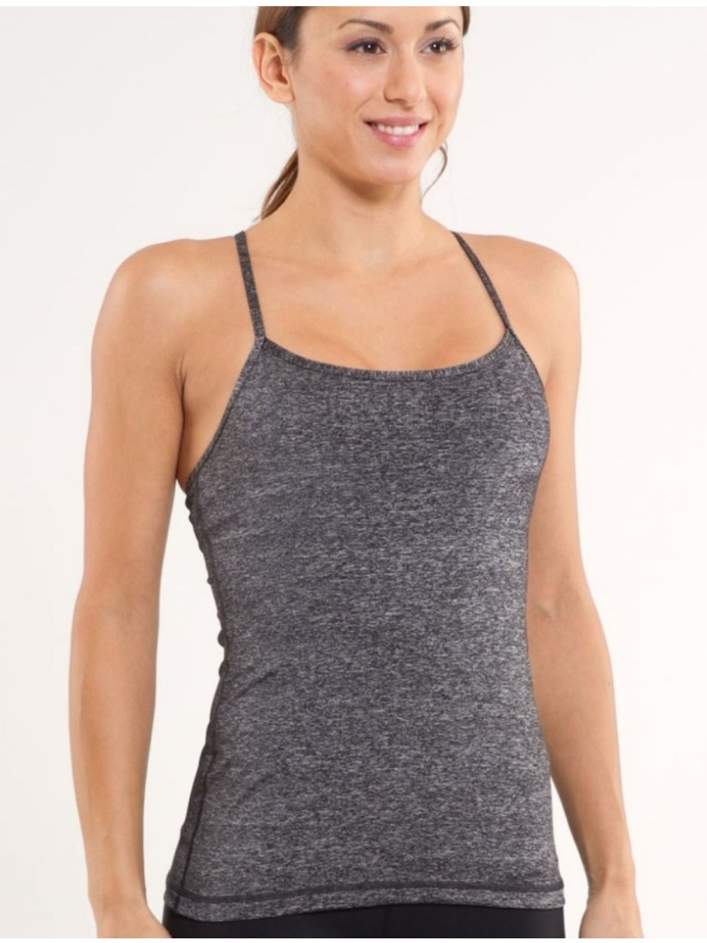 Lululemon Heathered Gray Charcoal Racerback Power Y Tank Top Fitted Size 4